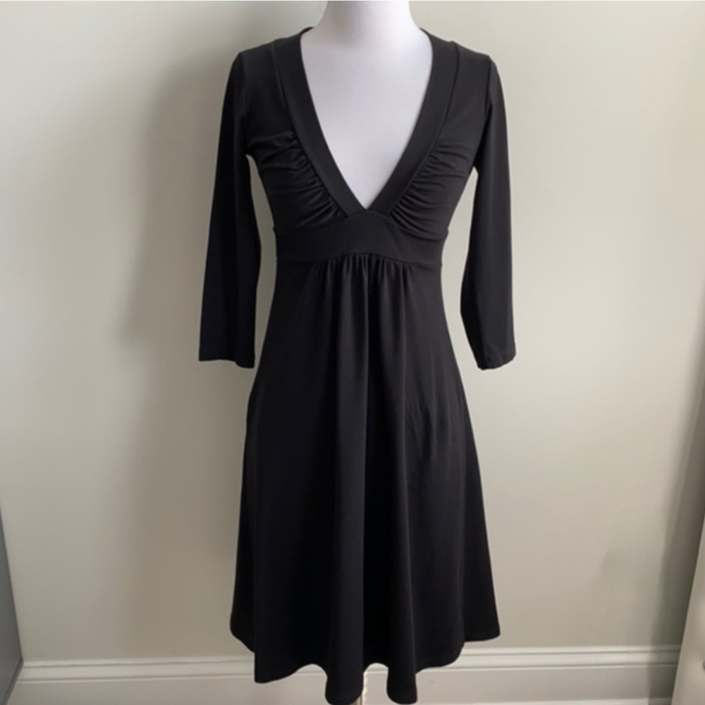 Susana Monaco Dress Black 3/4 sleeve Sz L